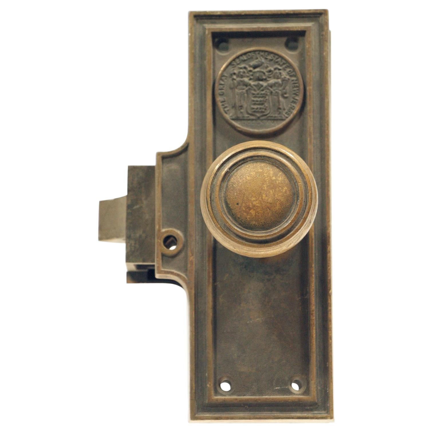 1920s Antique Corbin Seal of New Jersey Mono Lock Door Set
