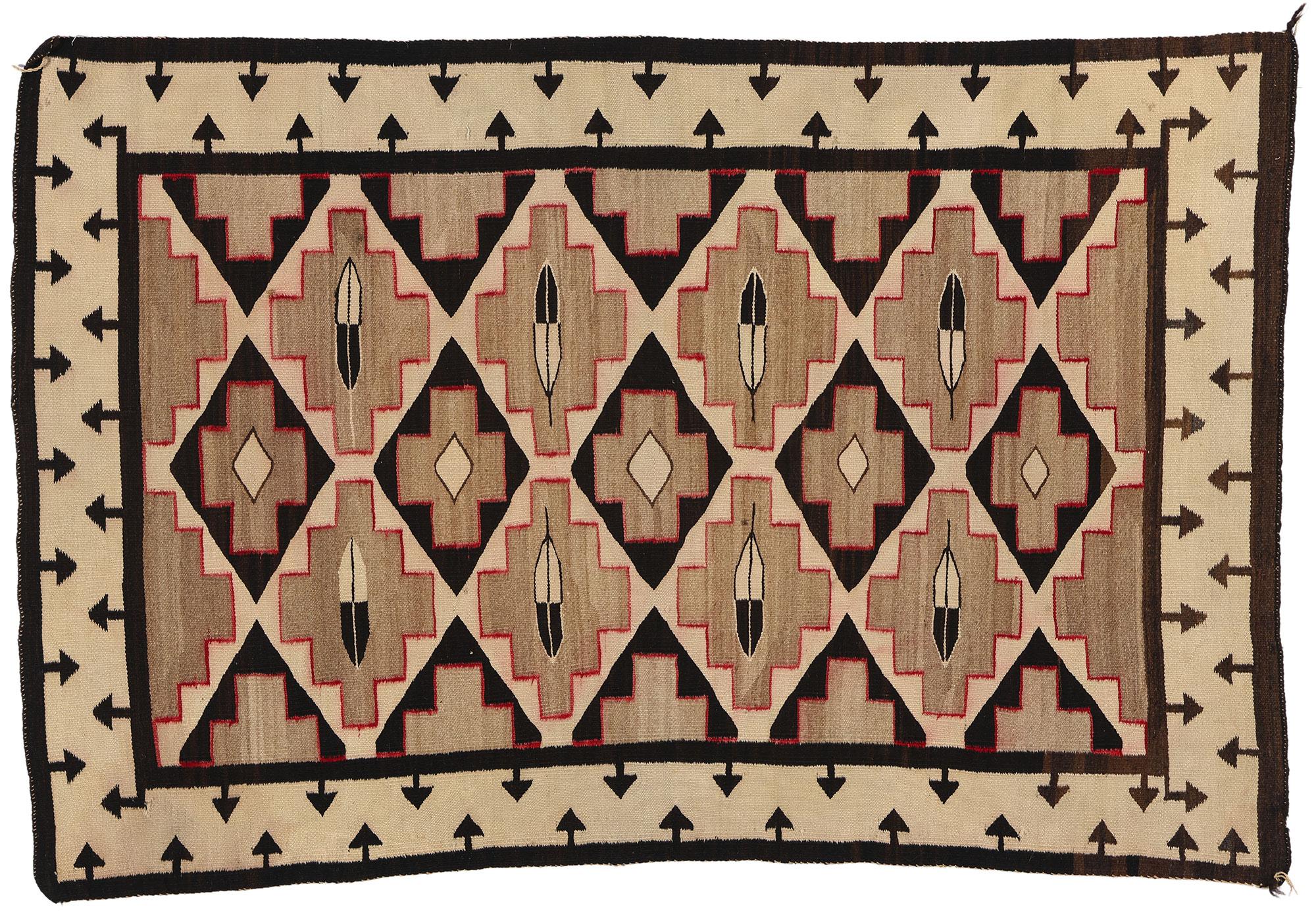 1920s Antique Crystal Navajo Blanket Rug Native American Textile For Sale 4