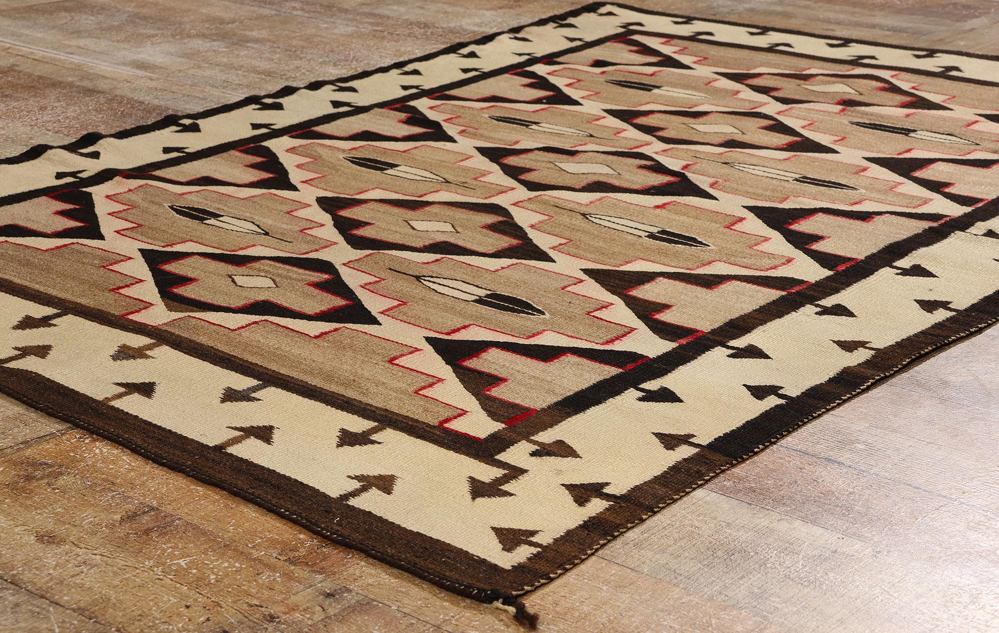 1920er Jahre Antike Kristall Navajo Decke Teppich Native American Textil (Wolle) im Angebot