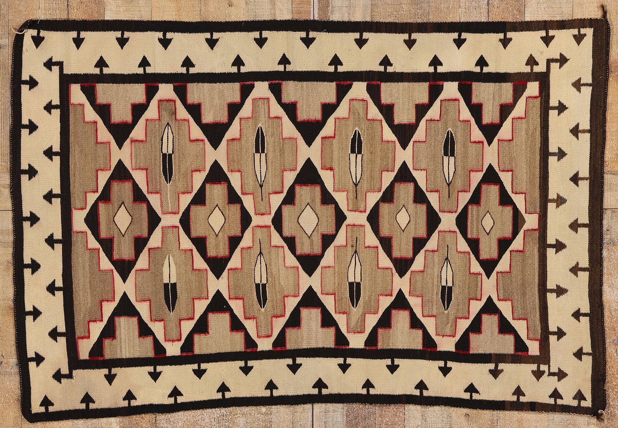 1920s Antique Crystal Navajo Blanket Rug Native American Textile For Sale 3