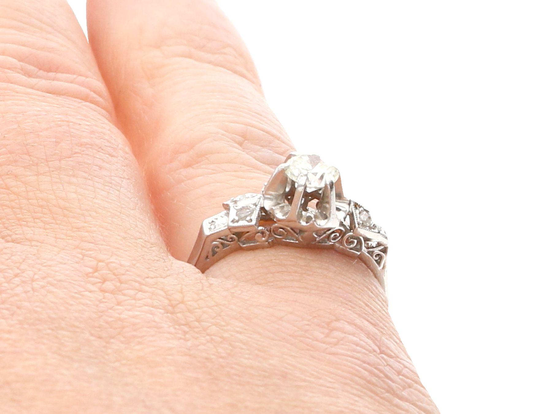 Women's 1920s Antique Diamond and Platinum Cocktail Ring For Sale
