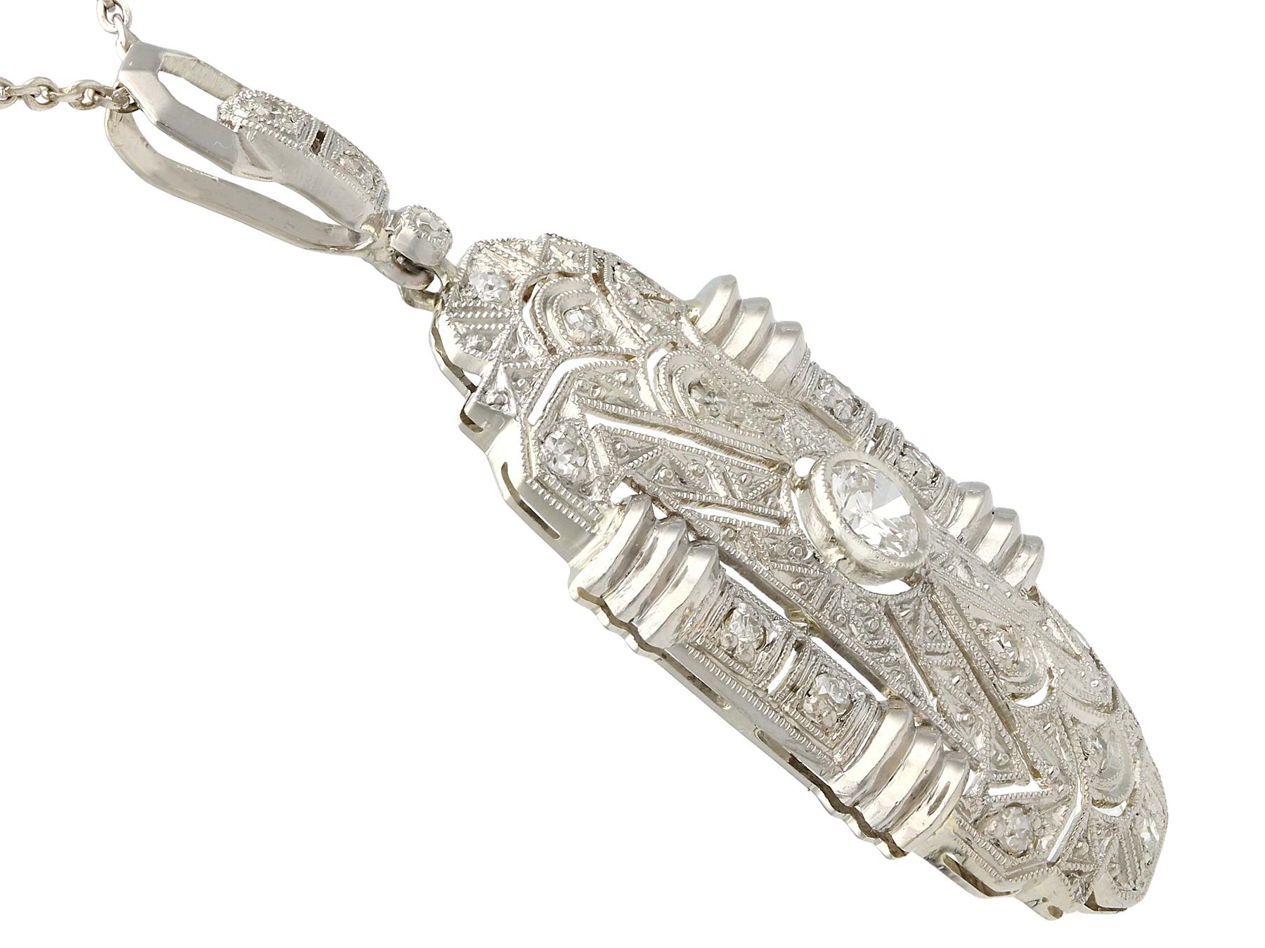 Art Deco 1920s Antique Diamond and White Gold Pendant Necklace