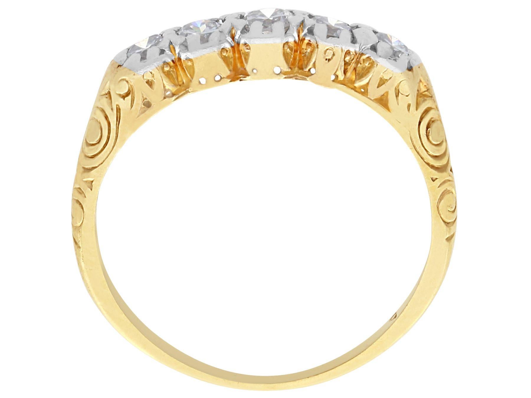 Fünf-Stein-Ring aus Diamant und Gelbgold aus den 1920er Jahren Damen im Angebot