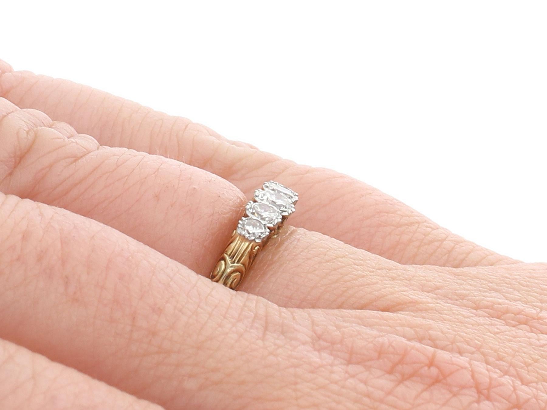 Women's 1920s Antique Diamond and Yellow Gold Five Stone Ring For Sale