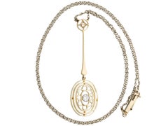 Antique 0.10ct Diamond and 14k Yellow Gold Pendant, Circa 1920