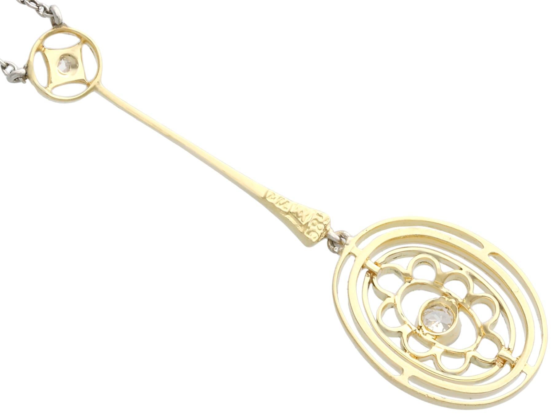 Women's or Men's 1920s Antique Diamond and Yellow Gold Pendant For Sale