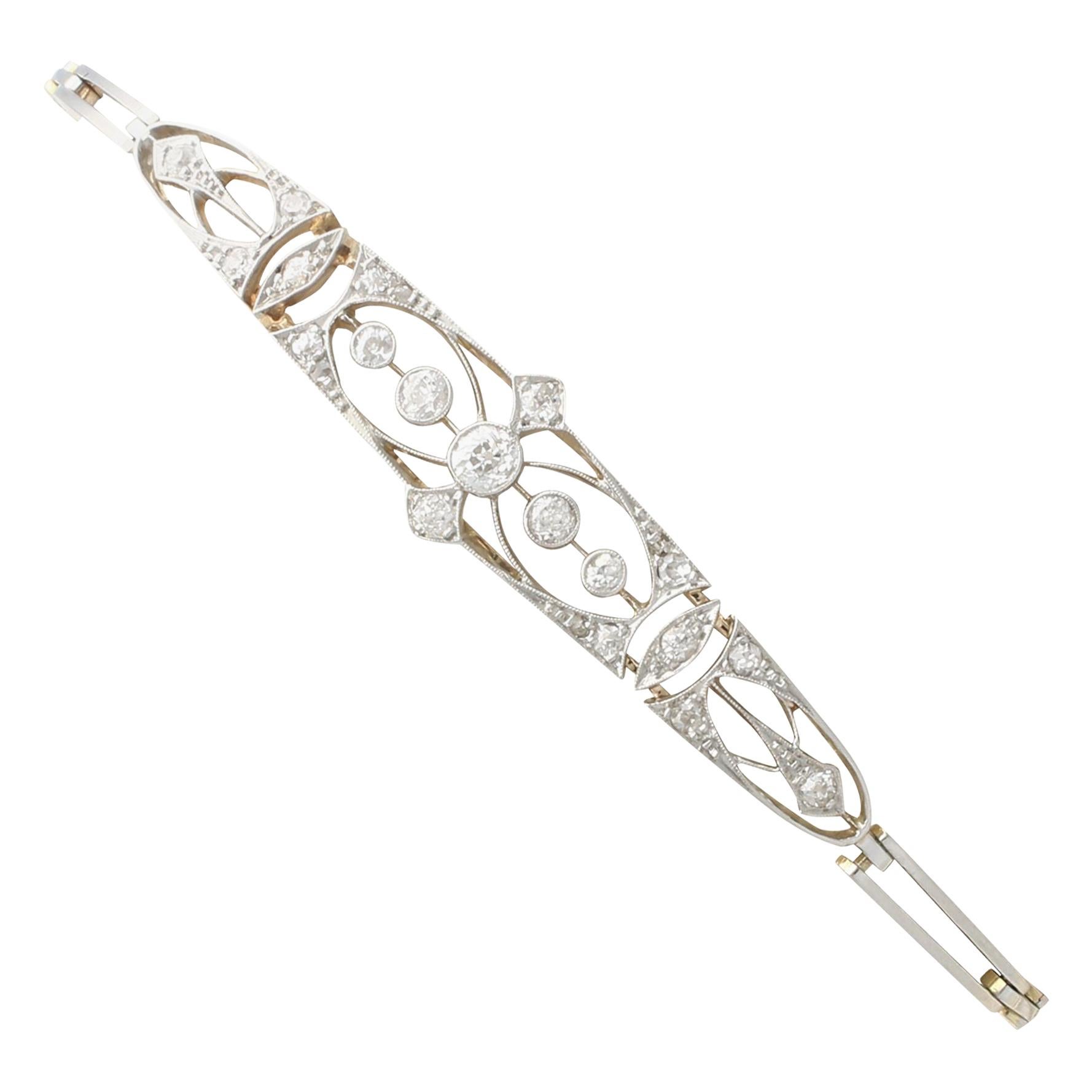 1920s Antique Diamond and Yellow Gold Platinum Set Bracelet