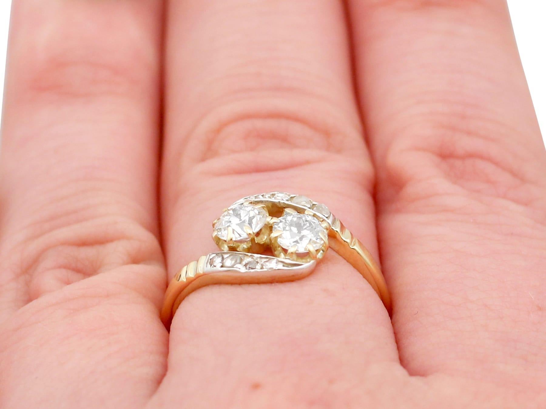 1920s Diamond and Yellow Gold Silver Set Twist Ring For Sale 2