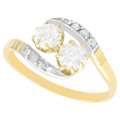 1920er Jahre Antike Diamant und Gelbgold Silber Set Twist Ring