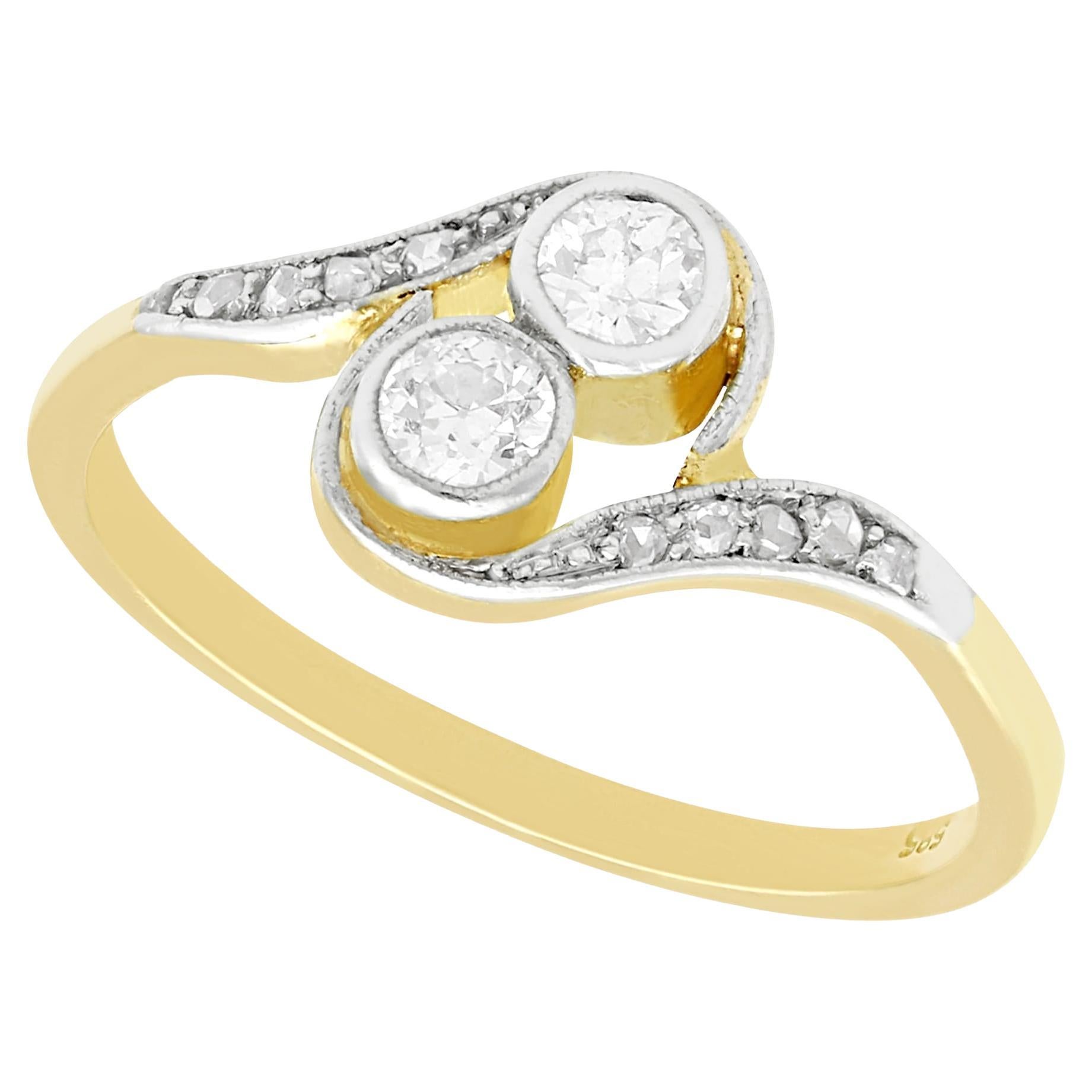 1920s Antique Diamond and Yellow Gold Twist Engagement Ring
