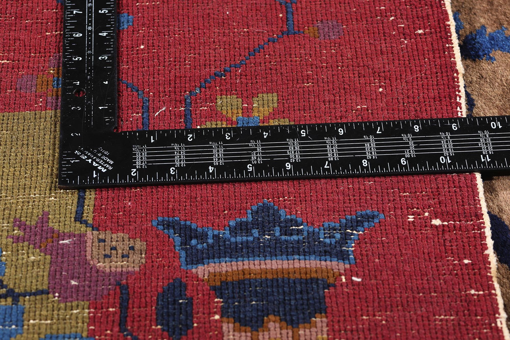 1920's Antique Earth-Tone Chinese Art Deco Rug, 08'02 x 09'05 For Sale 3