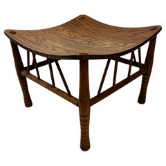 1920s Antique Egyptian Revival Thebes Bentwood Oak Stool