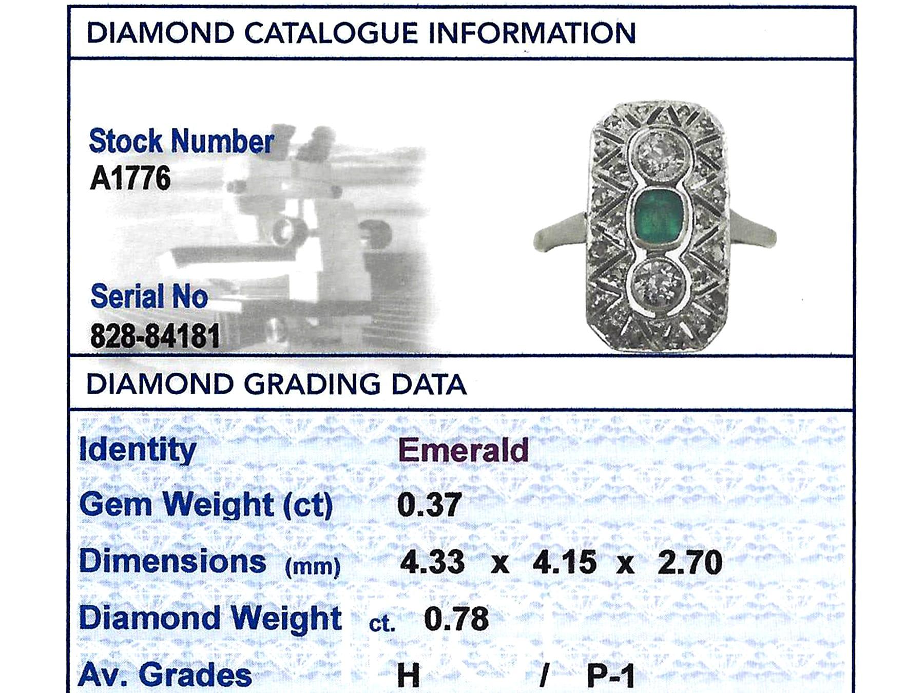 Art Deco 1920s Antique Emerald and Diamond Yellow Gold Cocktail Ring For Sale