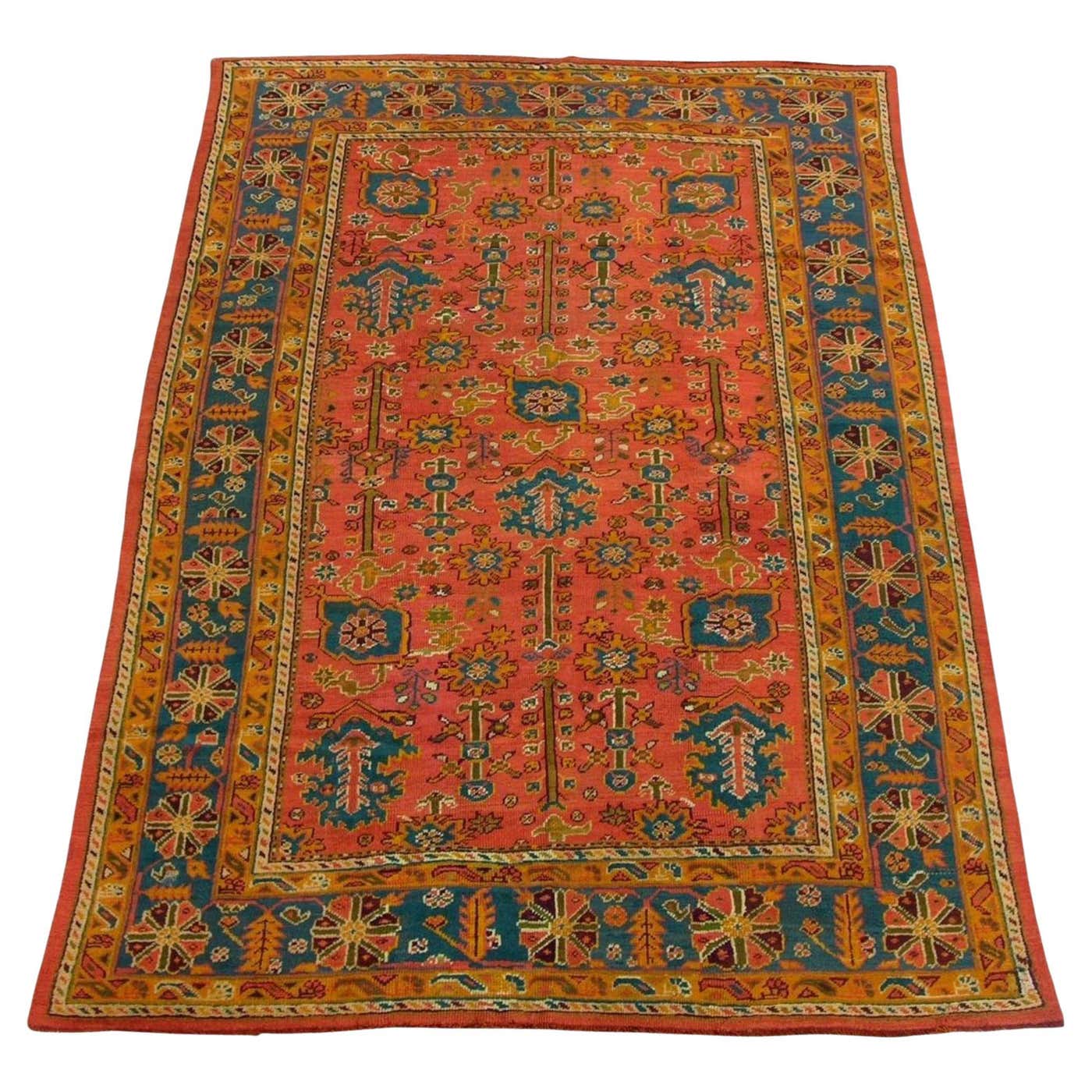 Turkich Rug 1920s Antique Fine Turkish Oushak Rug For Sale at 1stDibs