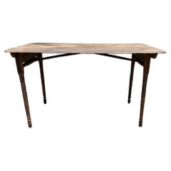 1920s Antique Folding Wood Table Rustic French Farm