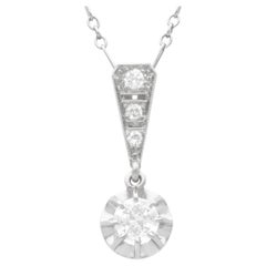1920s Antique French 0.35 Carat Diamond and Platinum Pendant