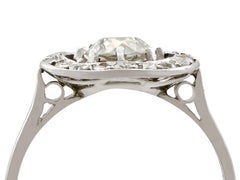 1920s Antique French 1.30 Carat Diamond and Platinum Cluster Ring