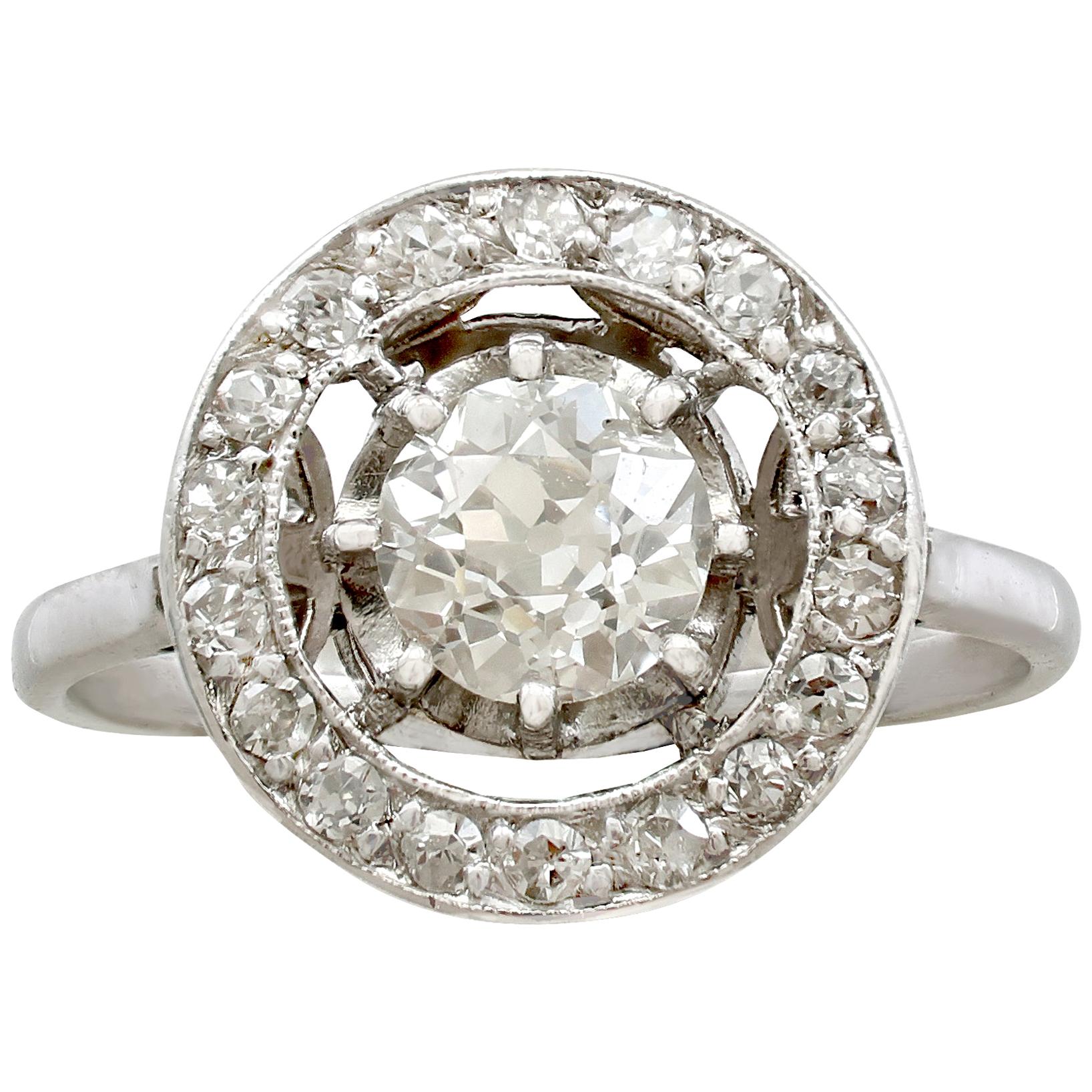 1920s Antique French 1.30 Carat Diamond and Platinum Cluster Ring