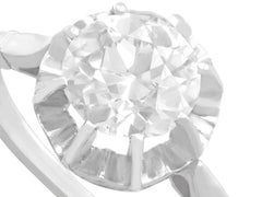1920s Antique French 1.48 Carat Diamond White Gold Solitaire Engagement Ring