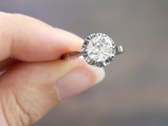 1920s Antique French 1.48 Carat Diamond White Gold Solitaire Engagement Ring