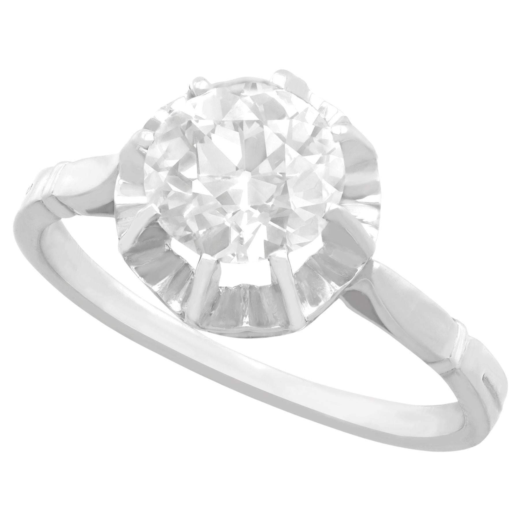 1920s Antique French 1.48 Carat Diamond White Gold Solitaire Engagement Ring For Sale