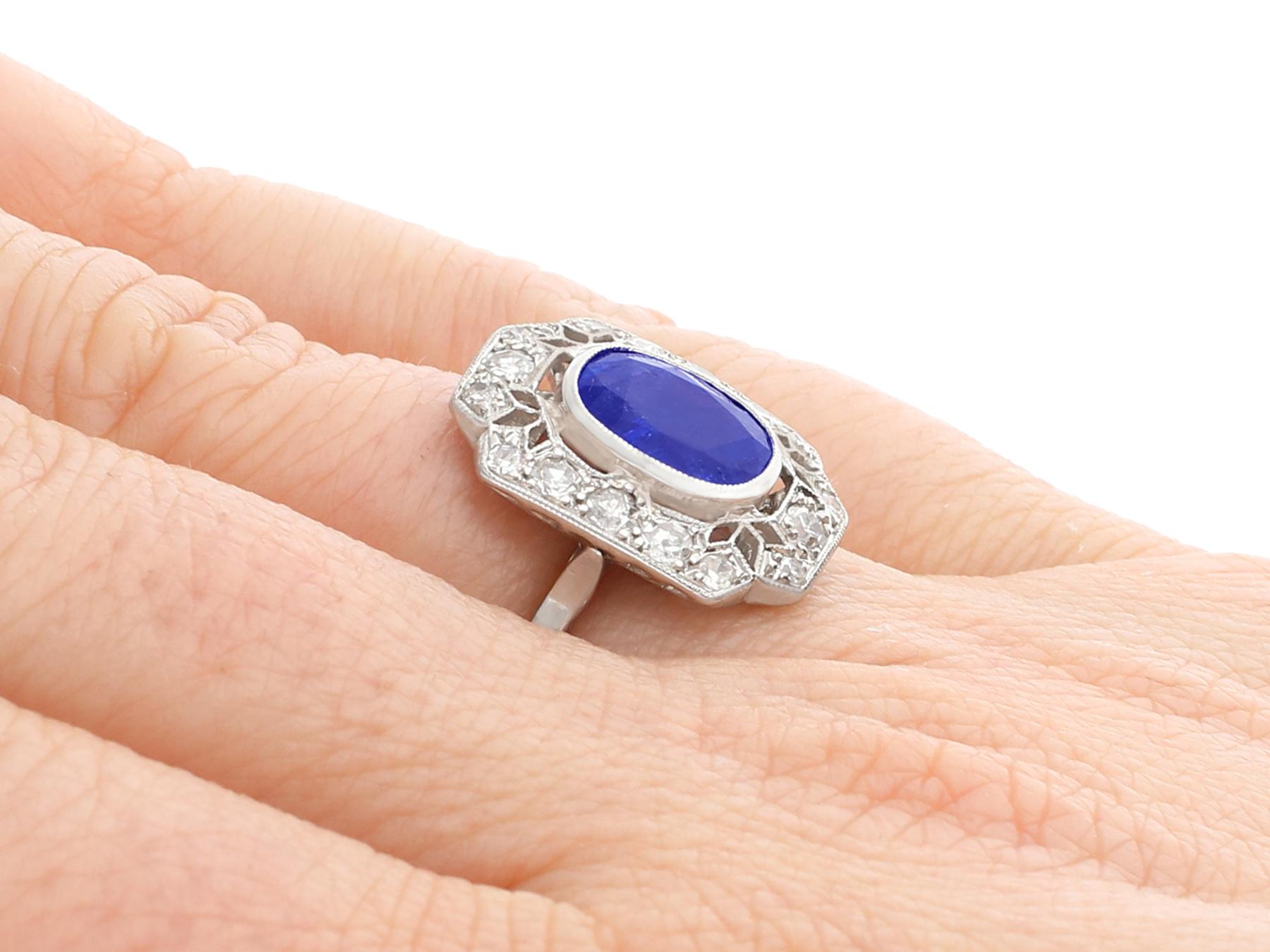 1920s Antique French 2.82 Carat Sapphire and Sapphire White Gold Cluster Ring 6