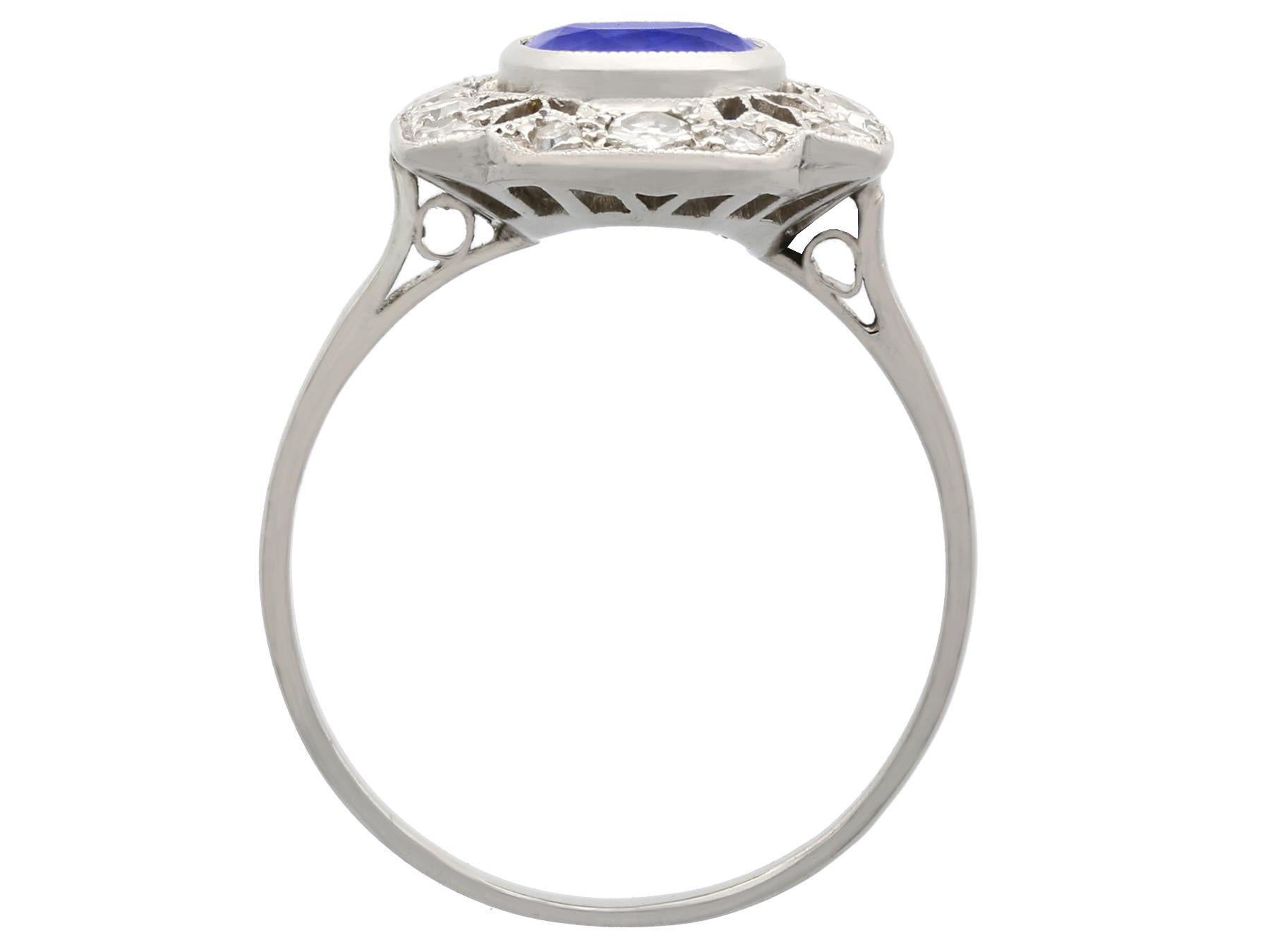 Women's or Men's 1920s Antique French 2.82 Carat Sapphire and Sapphire White Gold Cluster Ring