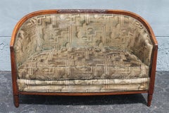 1920's Antique French Art Deco Carved Walnut Sofa / Settee