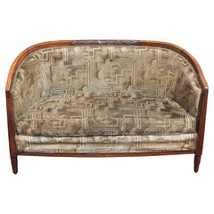 1920's Antique French Art Deco Carved Walnut Sofa / Settee