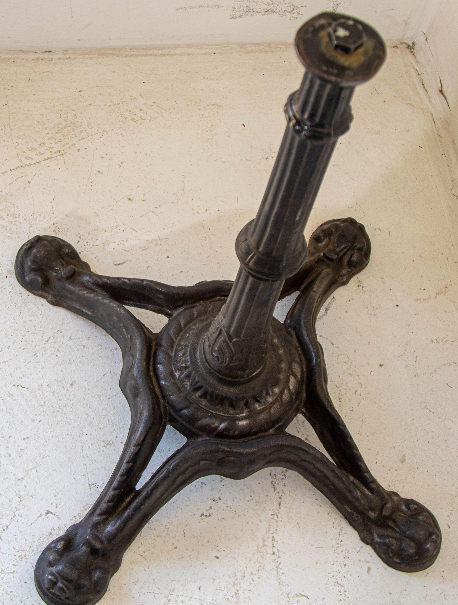 1920s Antique French Cast Iron Bistro Table Stand a Pair For Sale 6