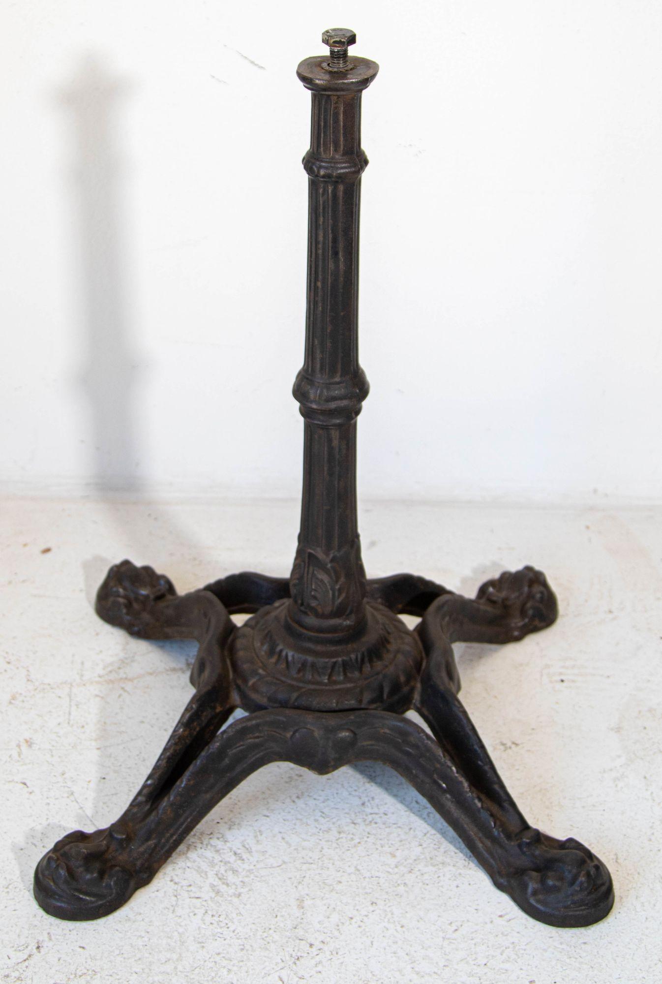1920s Antique French Cast Iron Bistro Table Stand a Pair For Sale 9