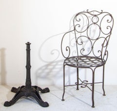 1920s Antique French Cast Iron Bistro Table Stand a Pair