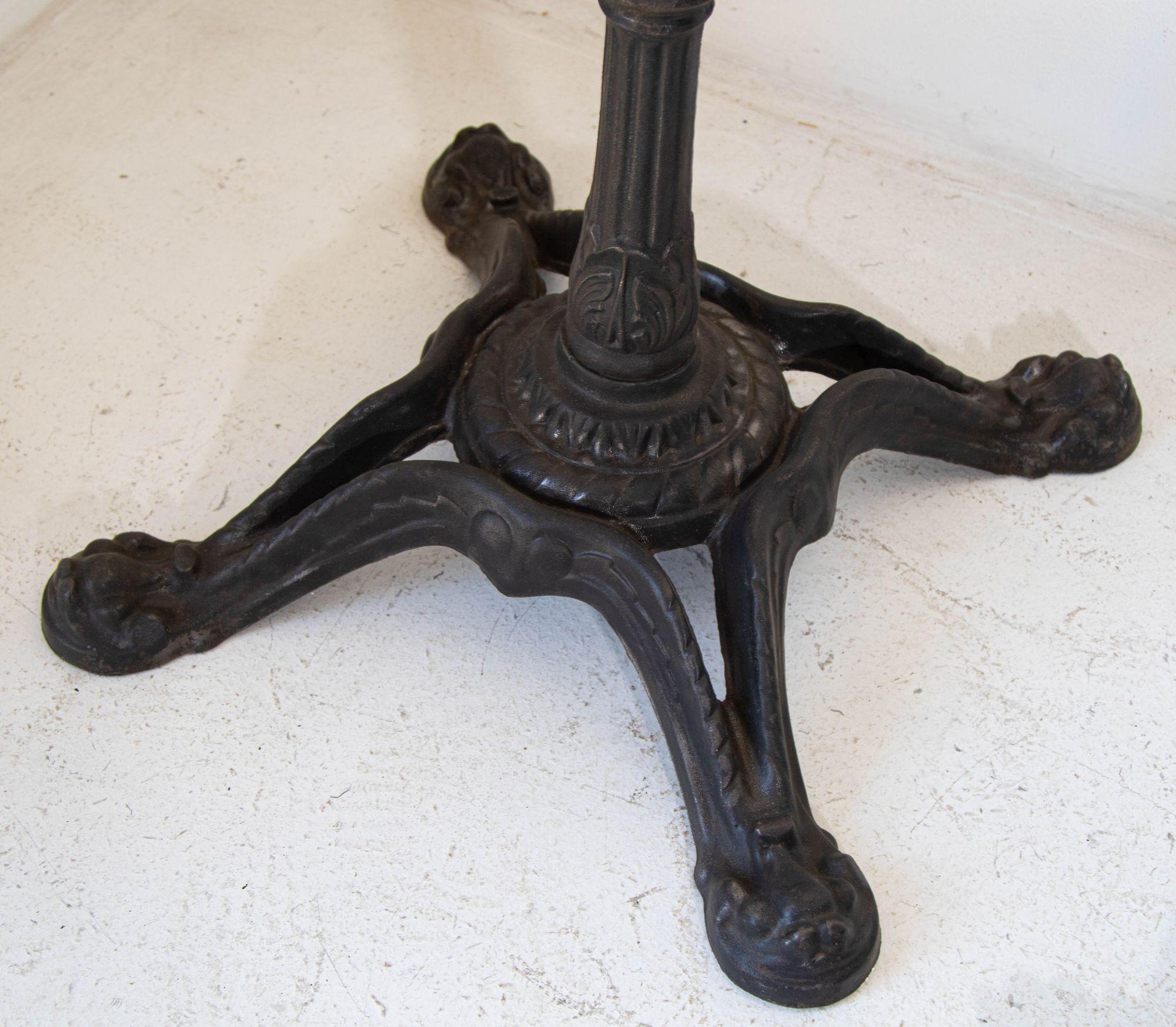 1920s Antique French Cast Iron Bistro Table Stand a Pair In Good Condition For Sale In North Hollywood, CA