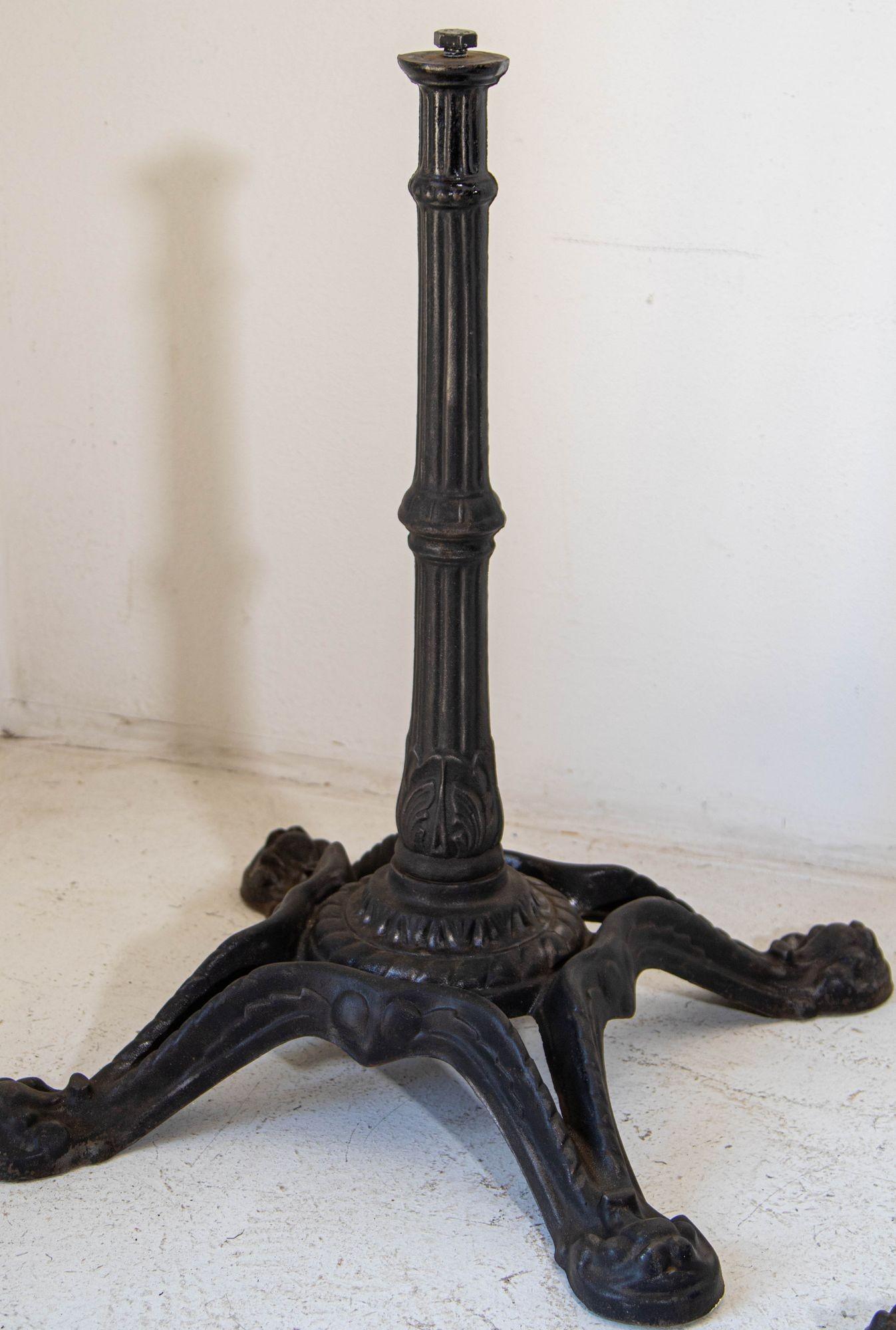 1920s Antique French Cast Iron Pedestal Bistro Table Stand For Sale 4