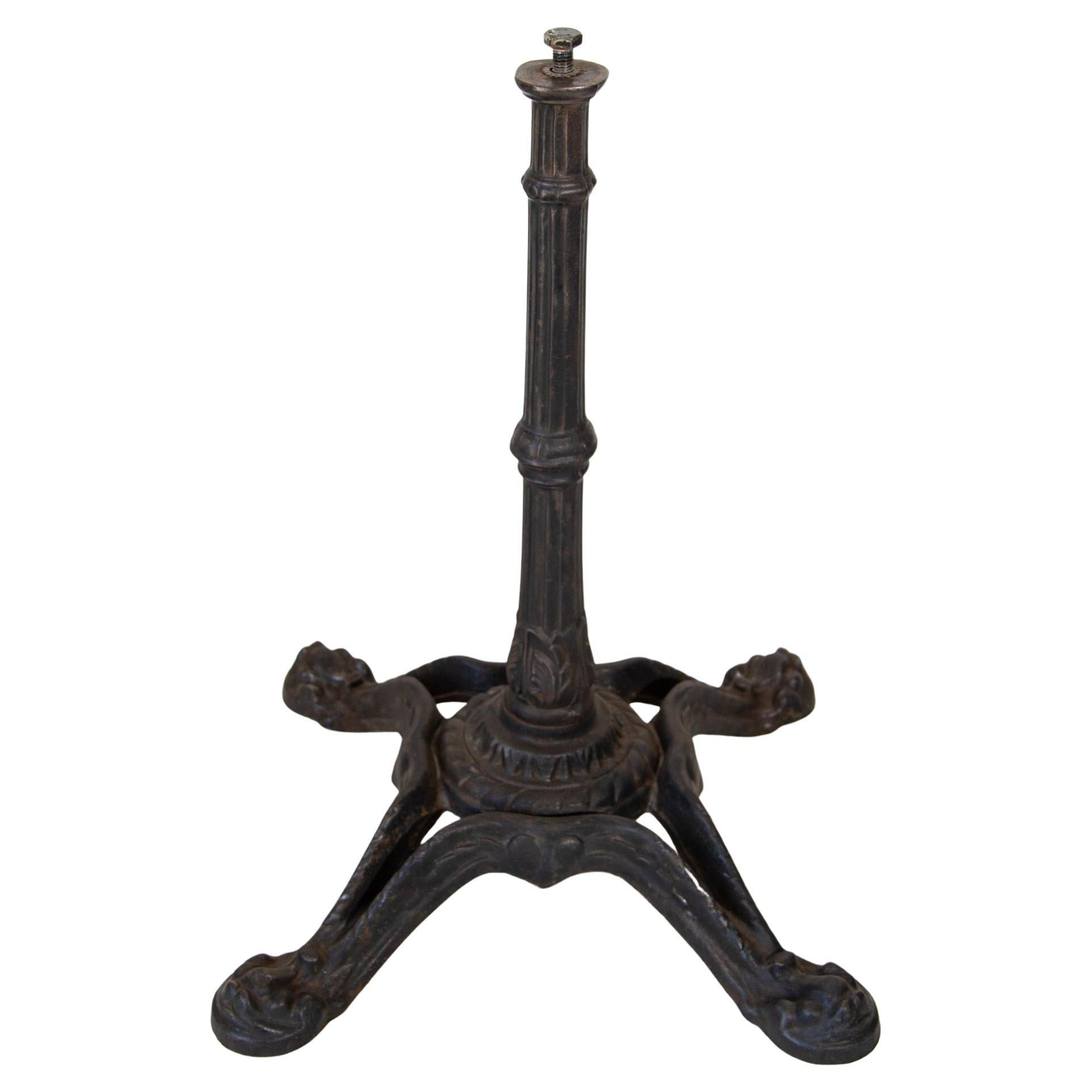 1920s Antique French Cast Iron Pedestal Bistro Table Stand For Sale