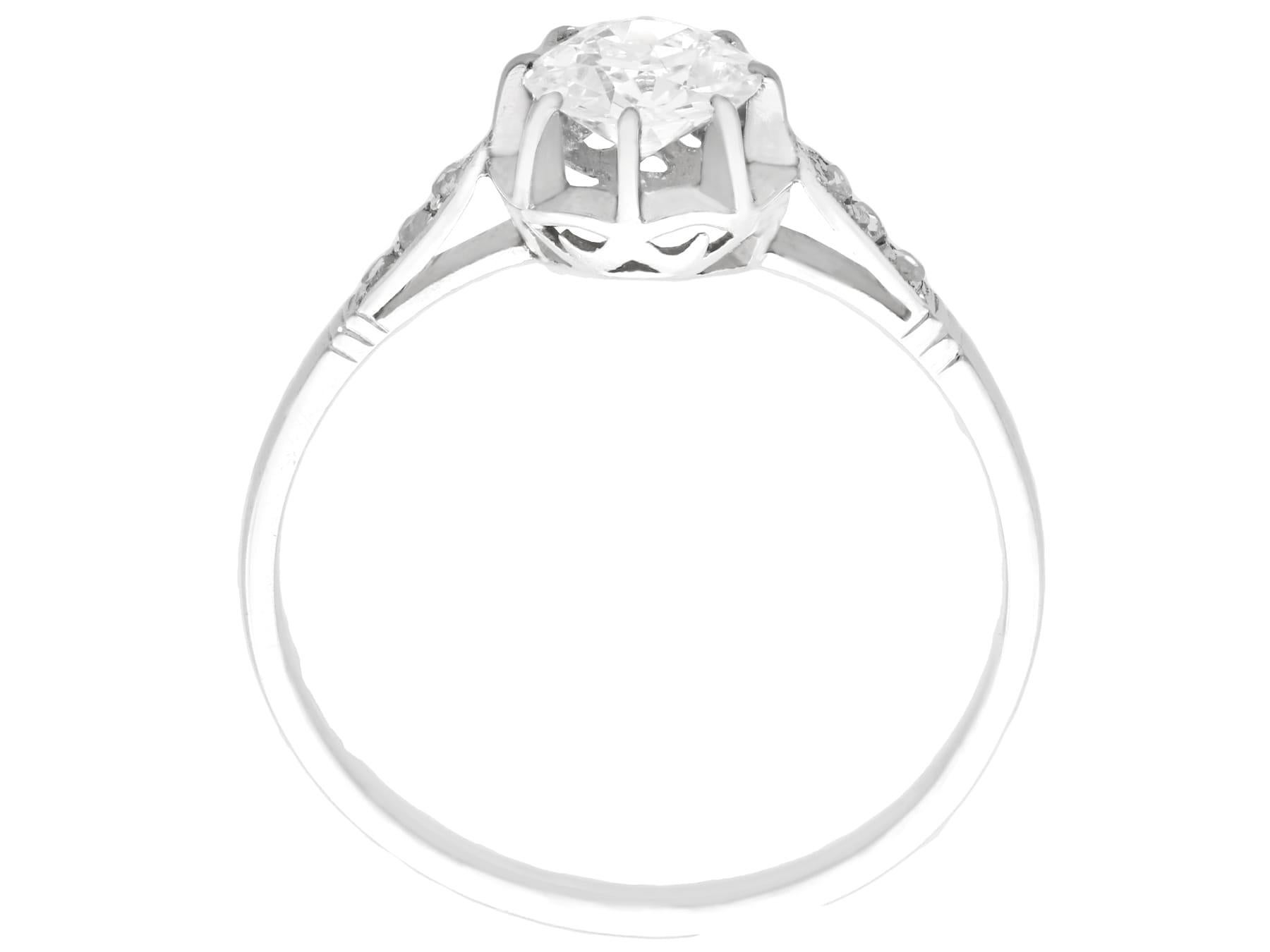French Cut 1920s Antique French Diamond and Platinum Solitaire Ring For Sale