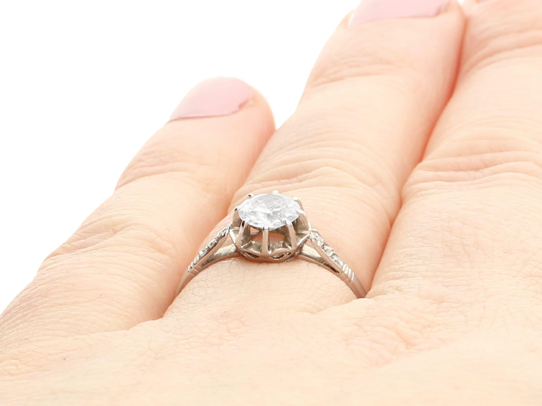1920s Antique French Diamond and Platinum Solitaire Ring For Sale 1