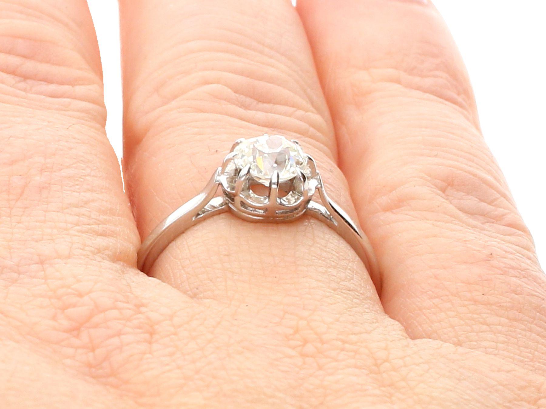 1920s Antique French Diamond and Platinum Solitaire Engagement Ring 1