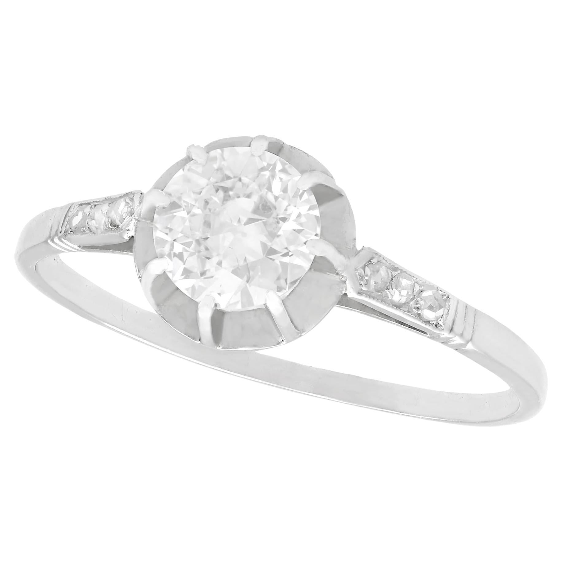 1920s Antique French Diamond and Platinum Solitaire Ring For Sale
