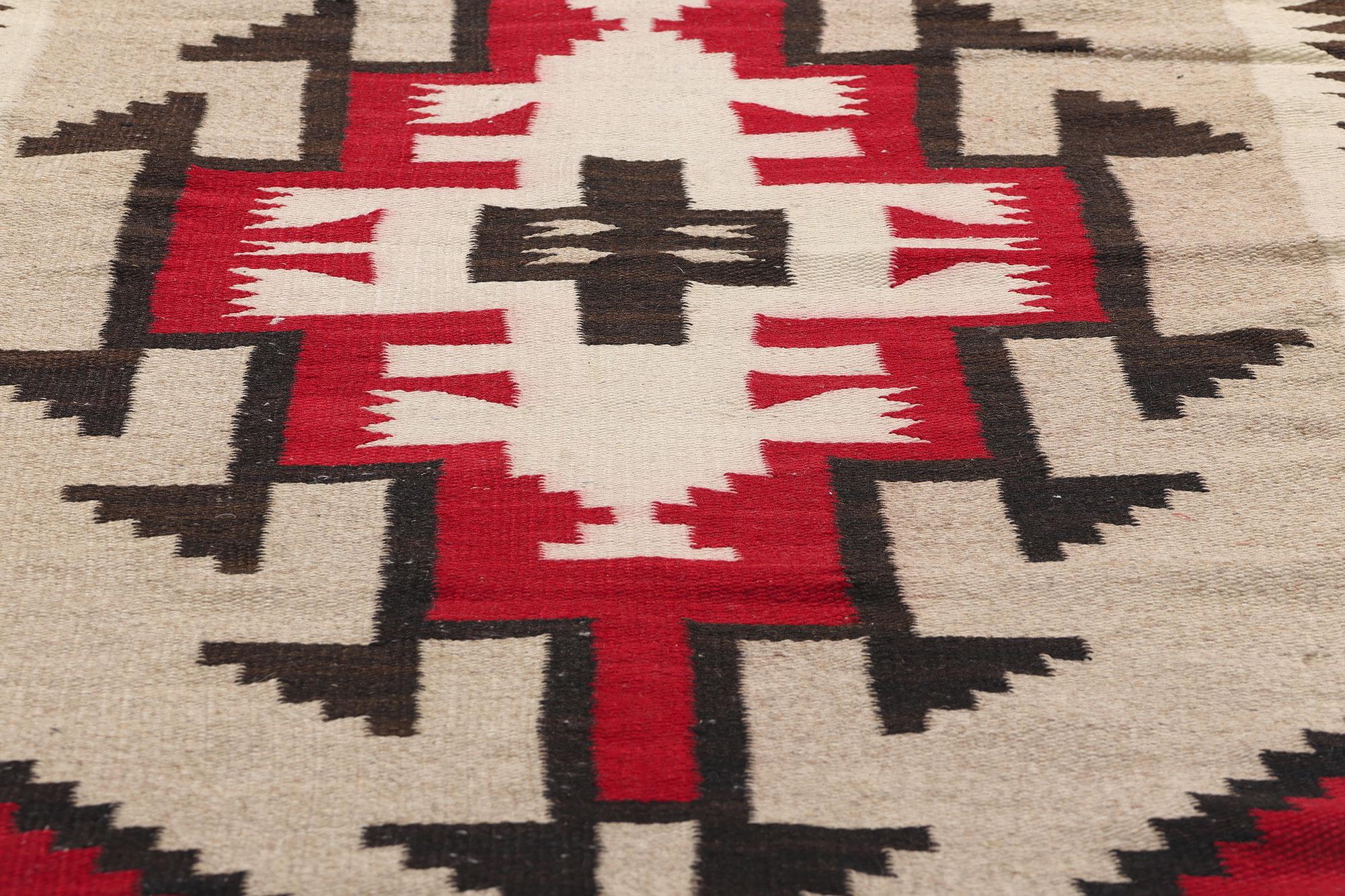 Hand-Woven 1920's Antique Ganado Navajo-Style Textile with Modern Style For Sale