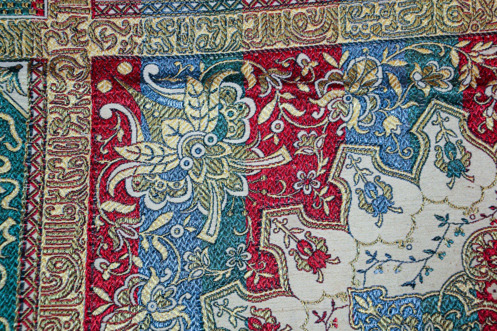 1920s Antique Granada Spain Moorish Islamic Tapestry with Arabic Writing 5