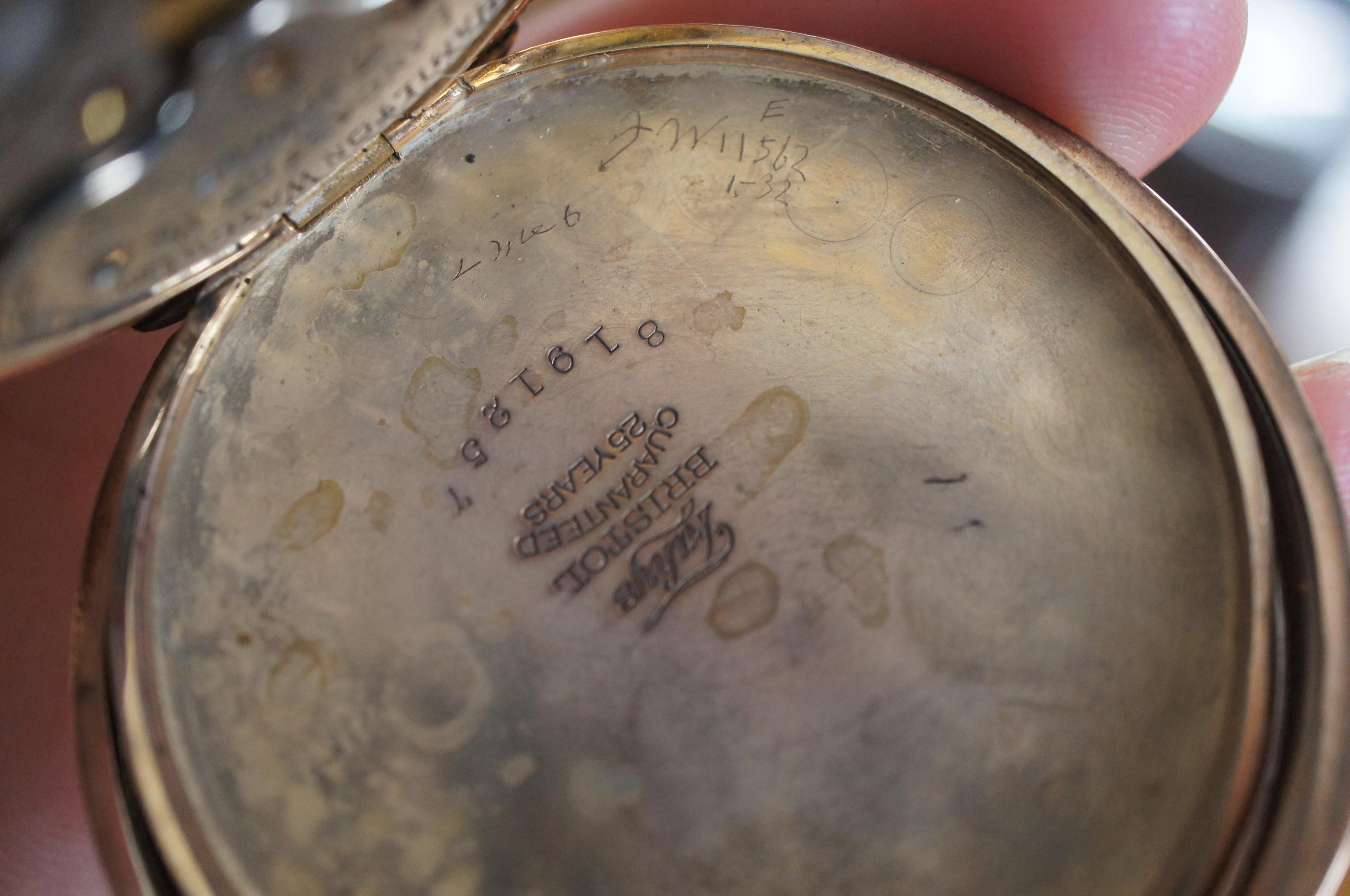 1920s Antique Hamilton Fahys 972 Railroad Pocket Watch 17 Jewels Dome Display 3