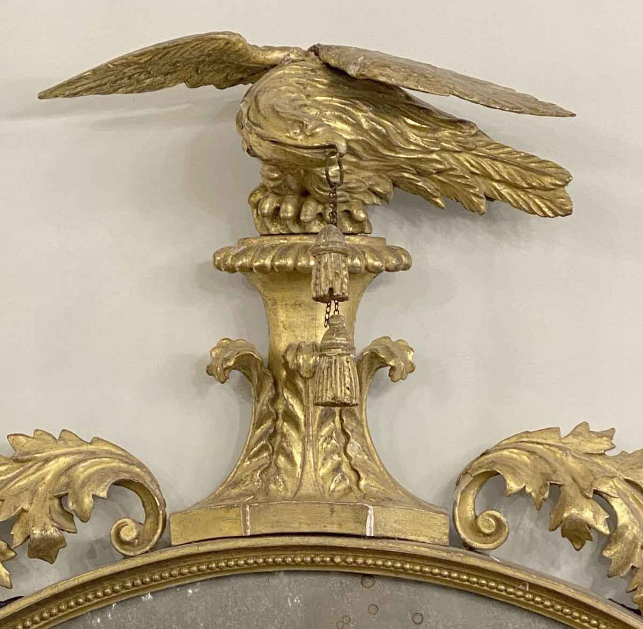 Antike Hand geschnitzt Gold vergoldet Spiegel Adler Ornament Quasten (Frühes 20. Jahrhundert) im Angebot
