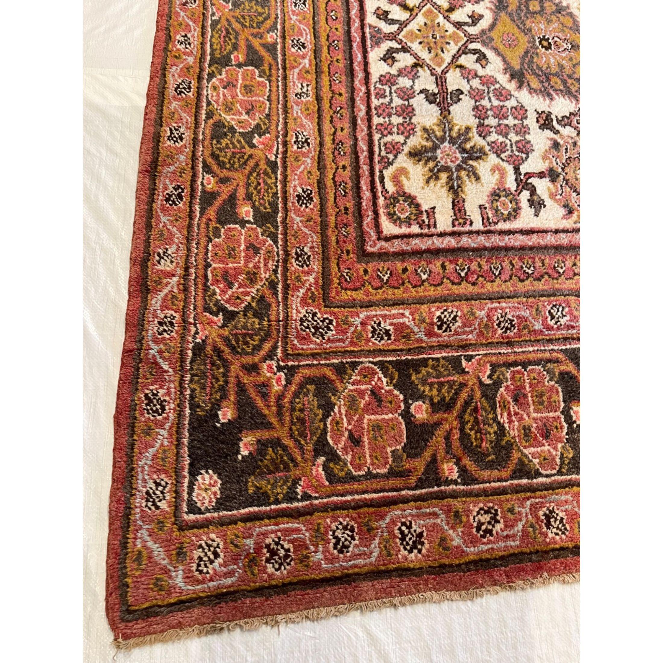 Other 1920s Antique Indian Floral Design Rug For Sale