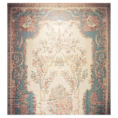Tappeto antico anni '20 Avorio Medaglione floreale India Agra Tessile Stitch by Stitch Gallery