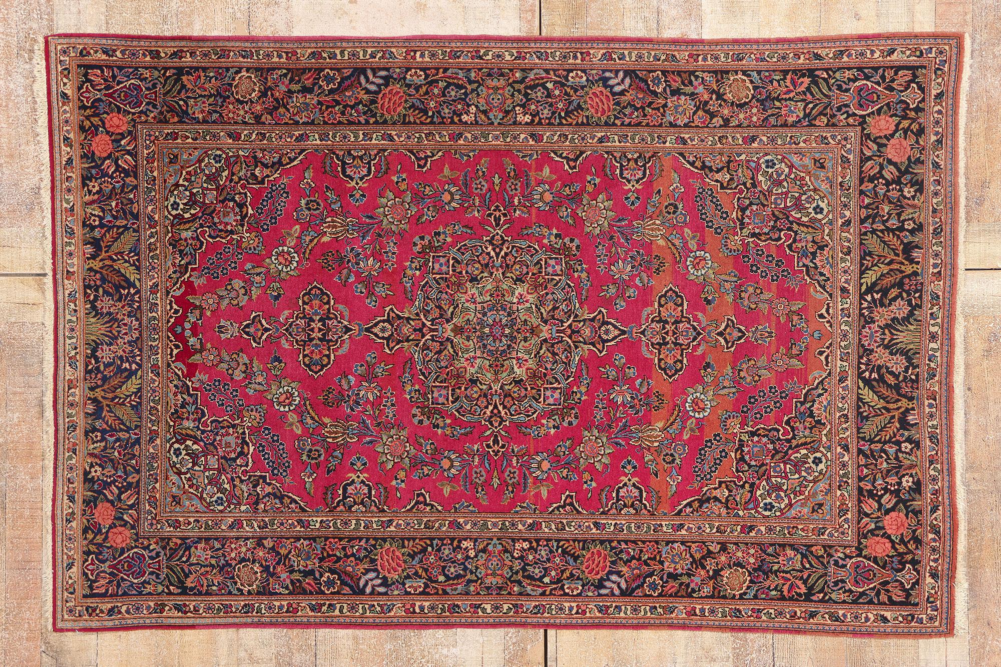 Antiker Kashan-Teppich aus den 1920er Jahren mit modernem Stil im Angebot 2