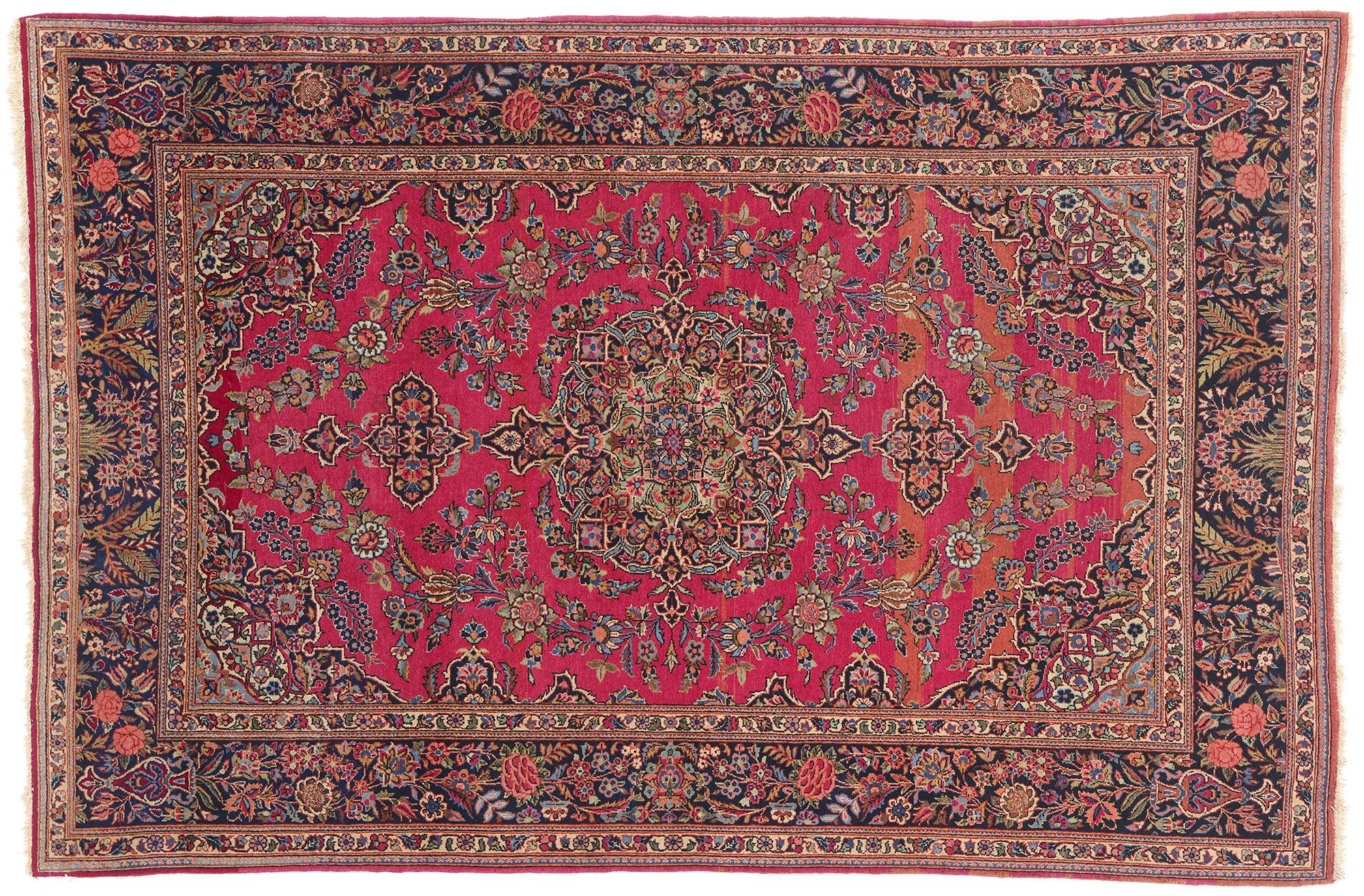 Antiker Kashan-Teppich aus den 1920er Jahren mit modernem Stil im Angebot 3