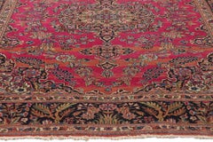 The Crimson Eden: An Antique Persian Kashan Masterpiece of Timeless Grace