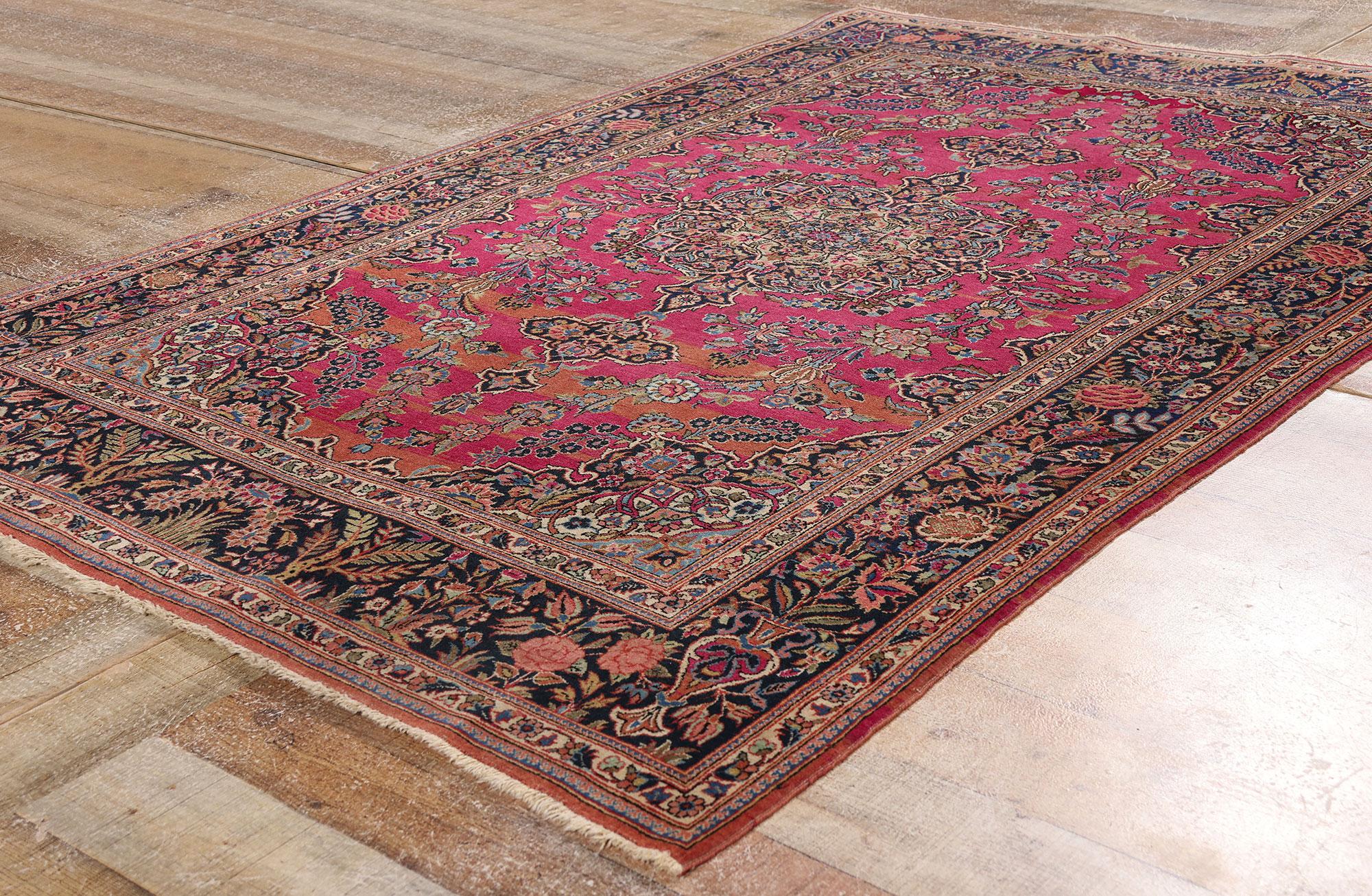 Antiker Kashan-Teppich aus den 1920er Jahren mit modernem Stil (Persisch) im Angebot