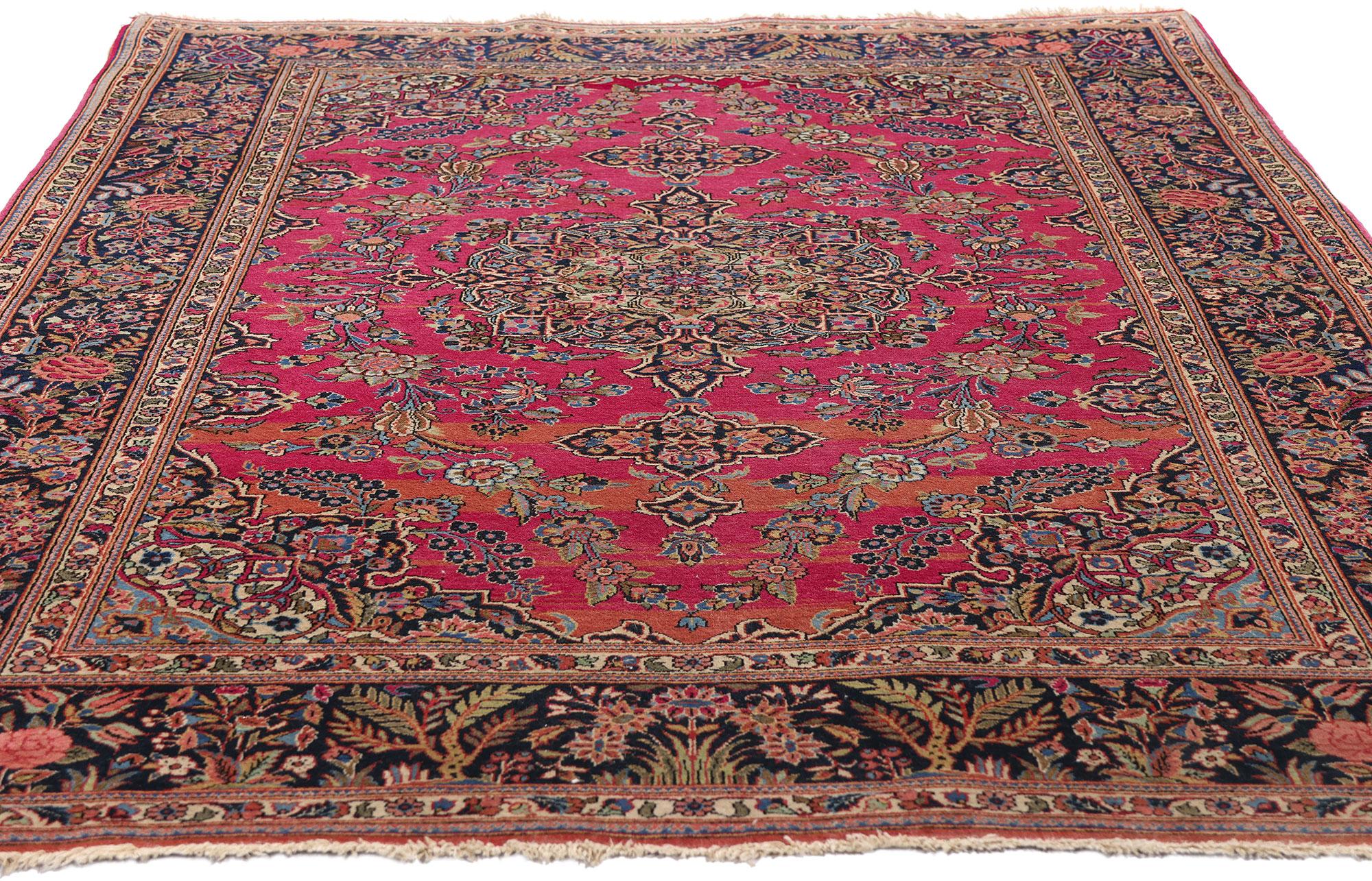 Antiker Kashan-Teppich aus den 1920er Jahren mit modernem Stil (Handgeknüpft) im Angebot